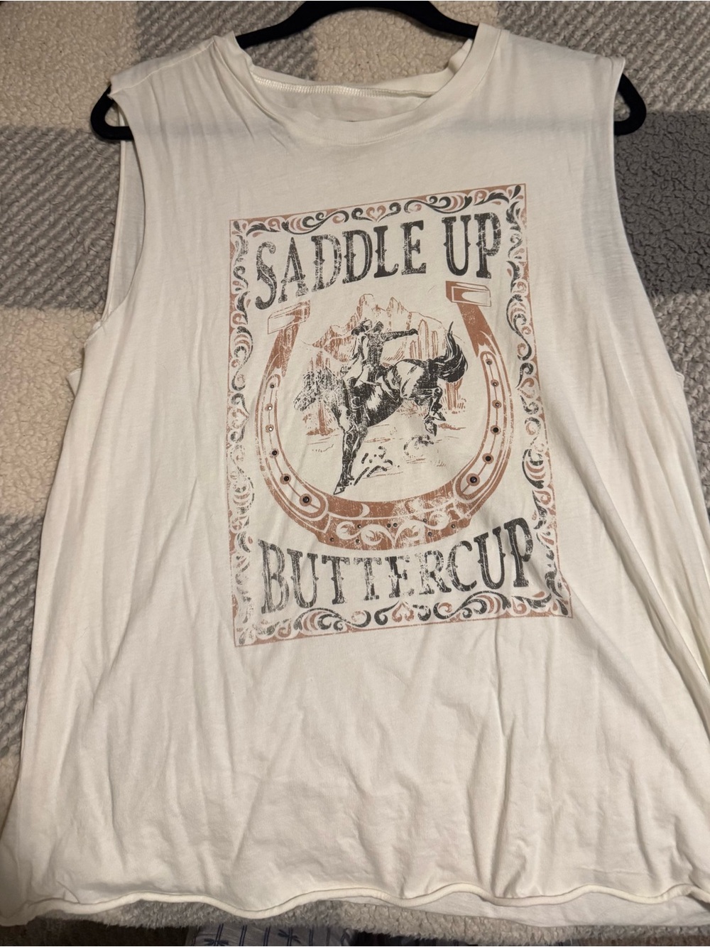 Idyllwind White Muscle Tee with Rustic Horse Graphic
